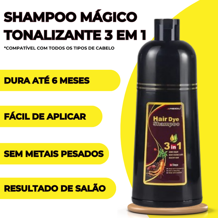 Tinta para cabelo 100% Natural | Shampoo Mágico 3 em 1