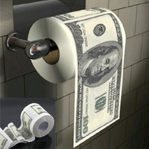 papel higienico personalizado, papel higienico nota de 100, papel de banheiro dolar